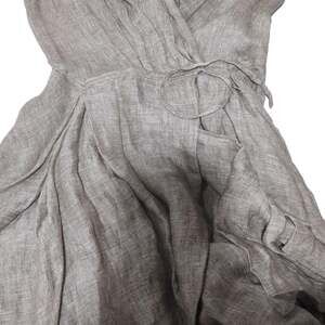 Sartoria Saracena Made in Italy 100% Flax Linen Wrap Dress Sleeveless Bubble hem